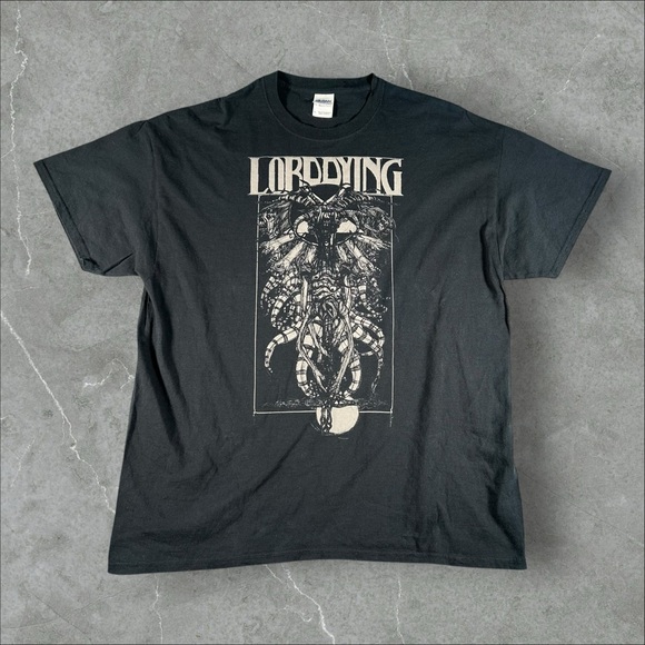 Vintage‎ Lord Dying Shirt Mens Black Y2K Death Metal Rare Band Tee Sludge Goat - Picture 1 of 7
